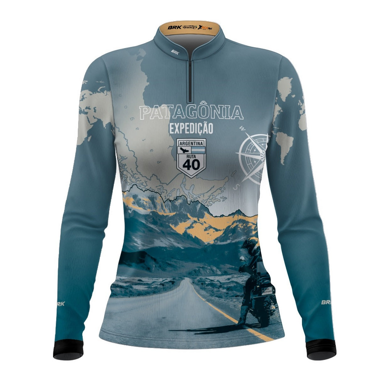 Camisa de Motociclismo Feminina Brk Expedição Argentina Patagônia com Proteção Solar UV50+