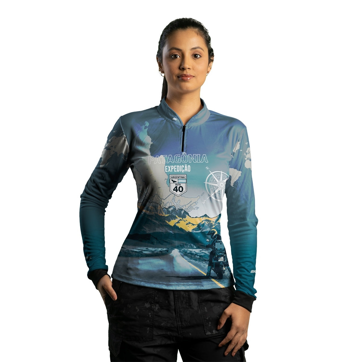 Camisa de Motociclismo Feminina Brk Expedição Argentina Patagônia com Proteção Solar UV50+