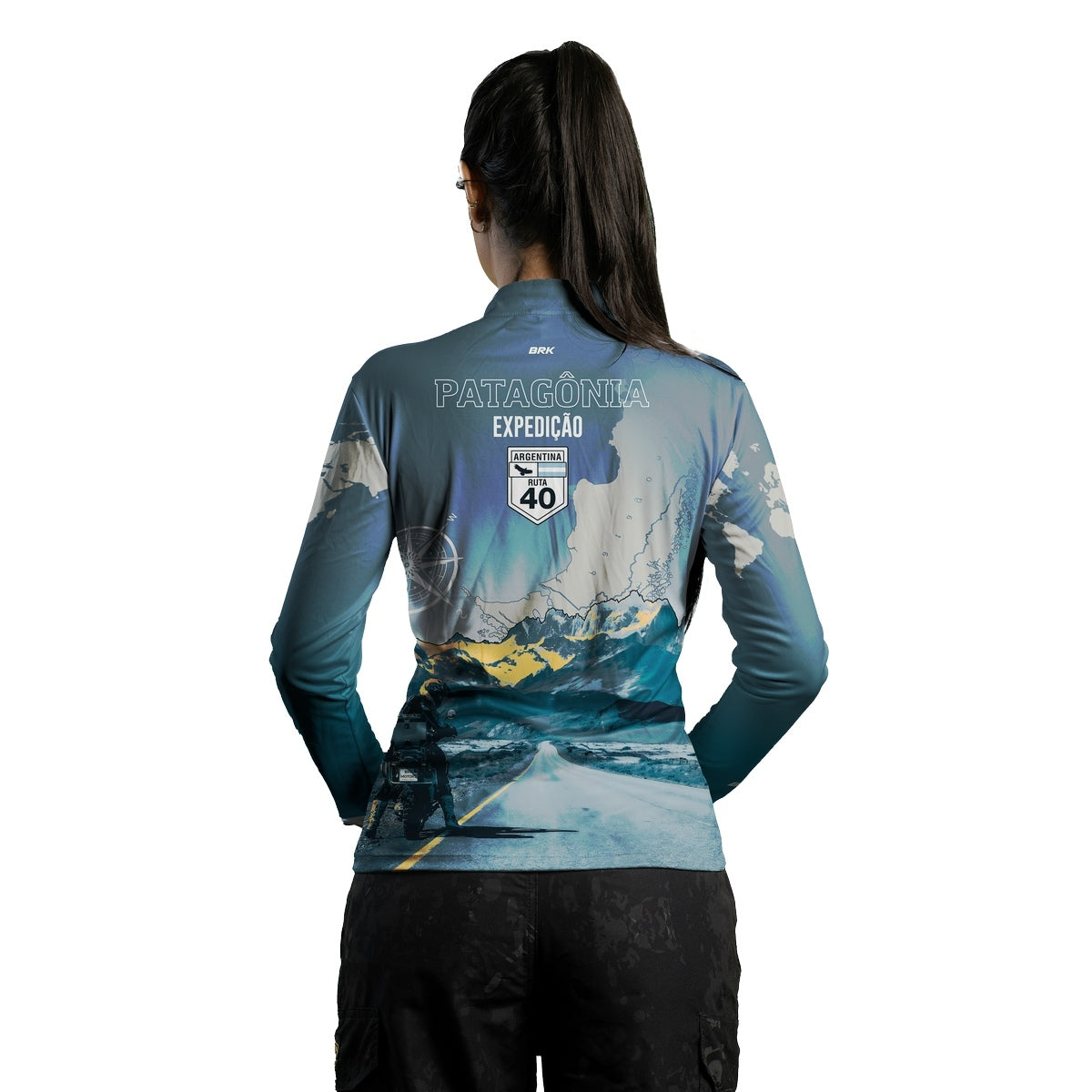Camisa de Motociclismo Feminina Brk Expedição Argentina Patagônia com Proteção Solar UV50+