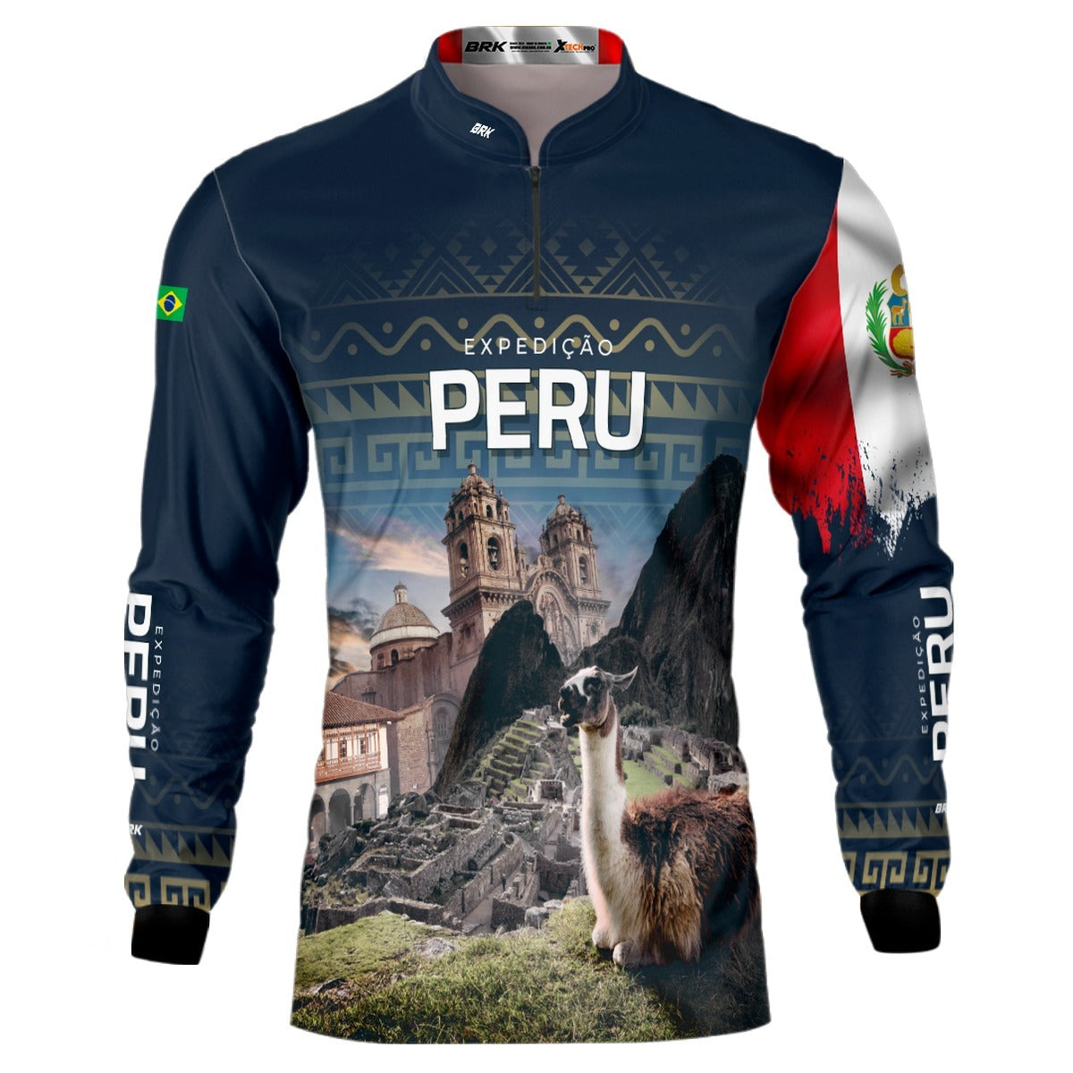 Camisa de Motociclismo Brk Expedição Peru Azul com Proteção Solar UV50+