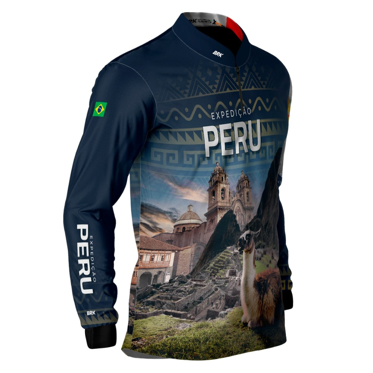 Camisa de Motociclismo Brk Expedição Peru Azul com Proteção Solar UV50+