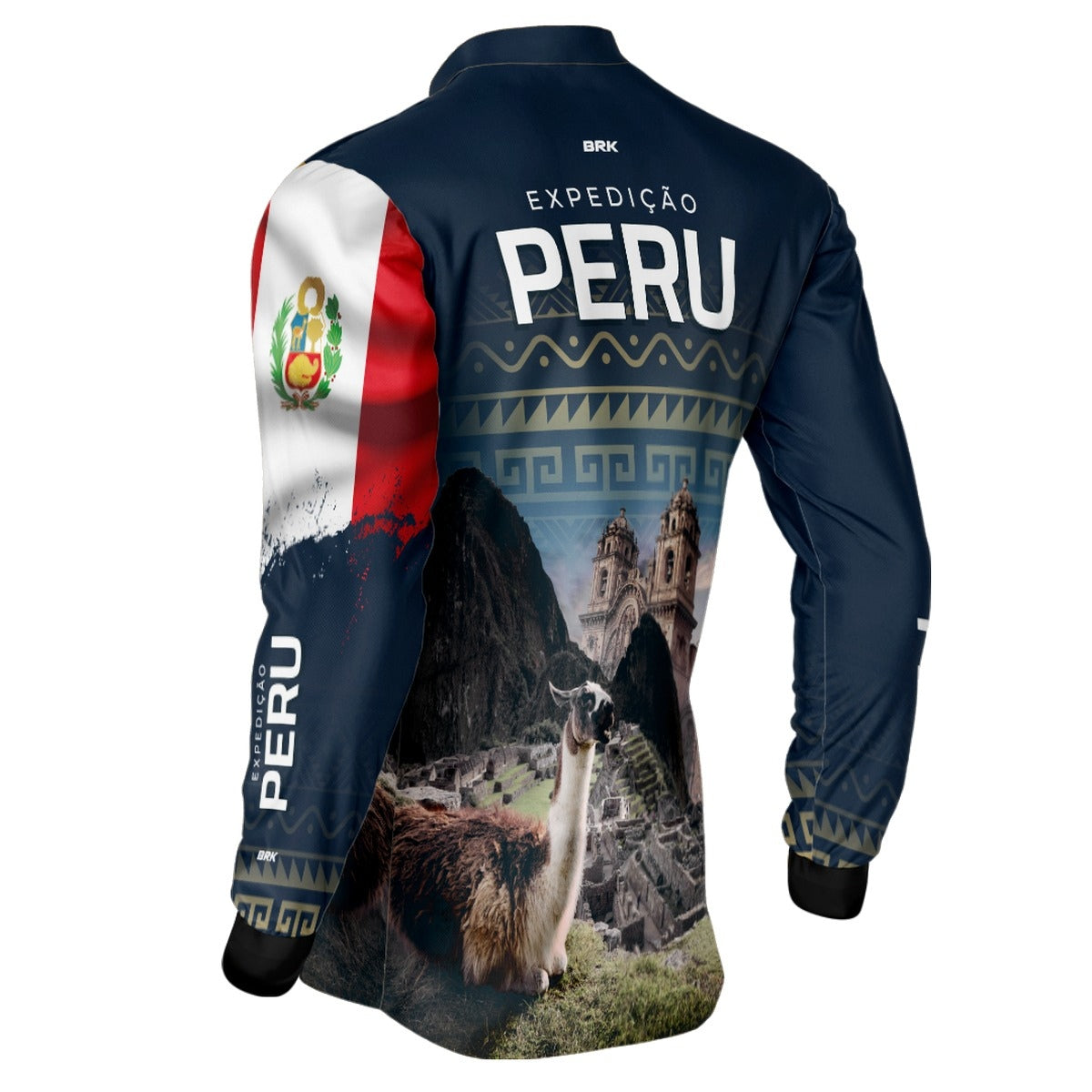 Camisa de Motociclismo Brk Expedição Peru Azul com Proteção Solar UV50+