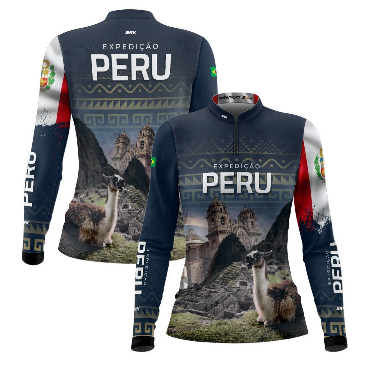 Camisa de Motociclismo Feminina Brk Expedição Peru Azul com Proteção Solar UV50+