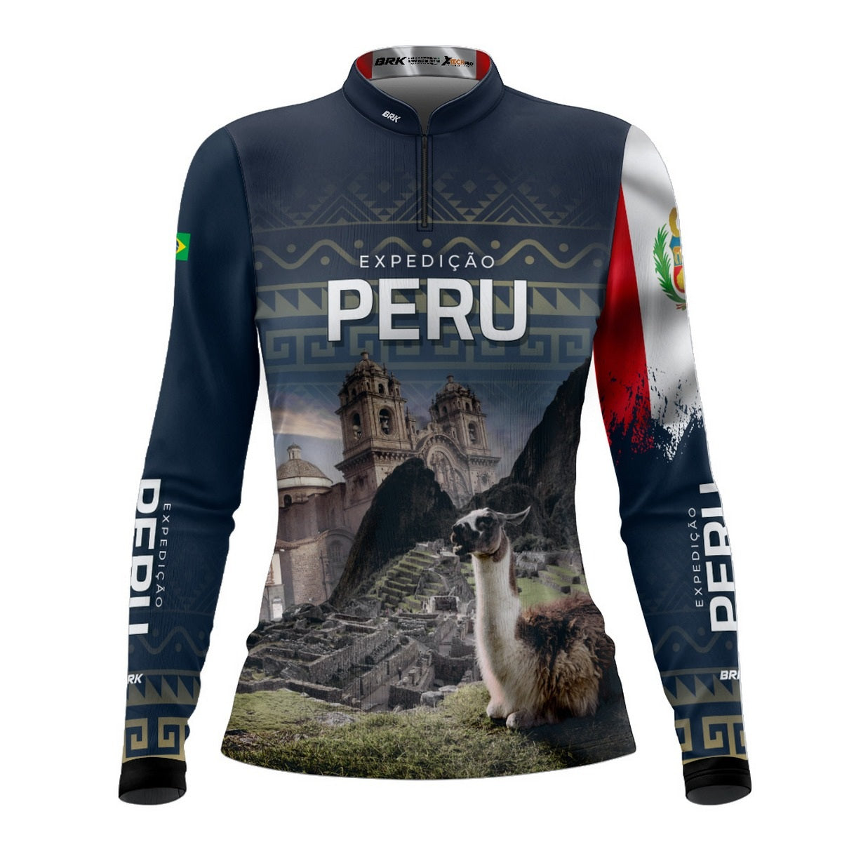 Camisa de Motociclismo Feminina Brk Expedição Peru Azul com Proteção Solar UV50+