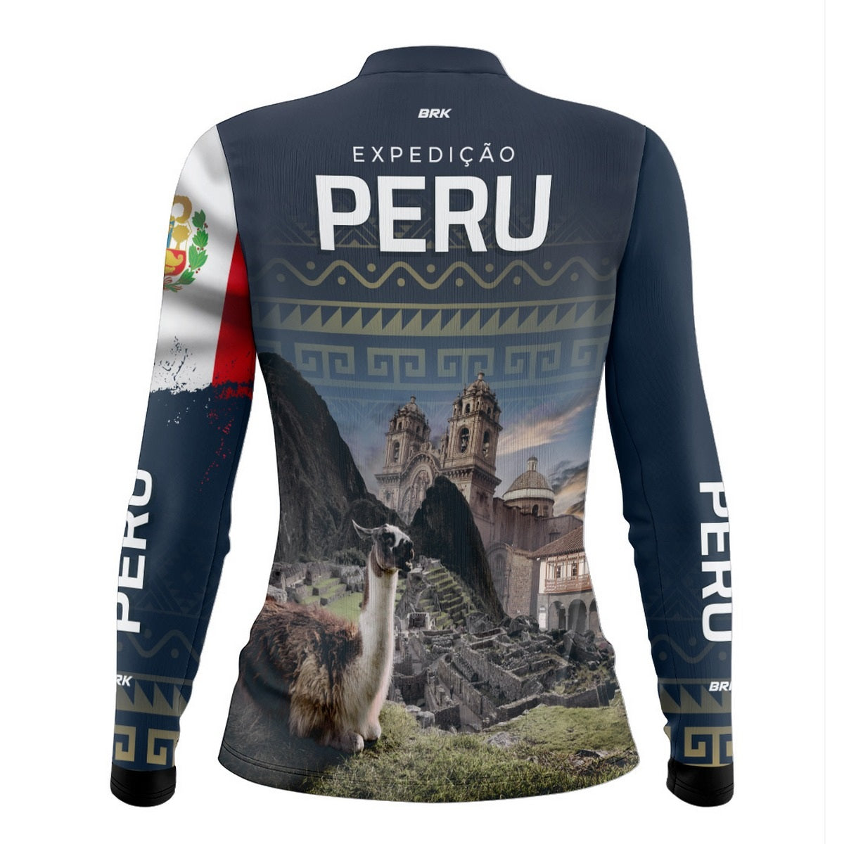 Camisa de Motociclismo Feminina Brk Expedição Peru Azul com Proteção Solar UV50+