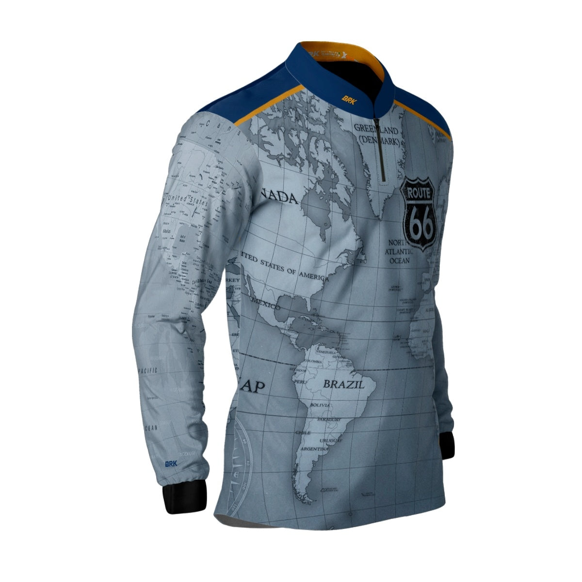 Camisa de Motociclismo Brk Route 66 Azul com Proteção Solar UV50+