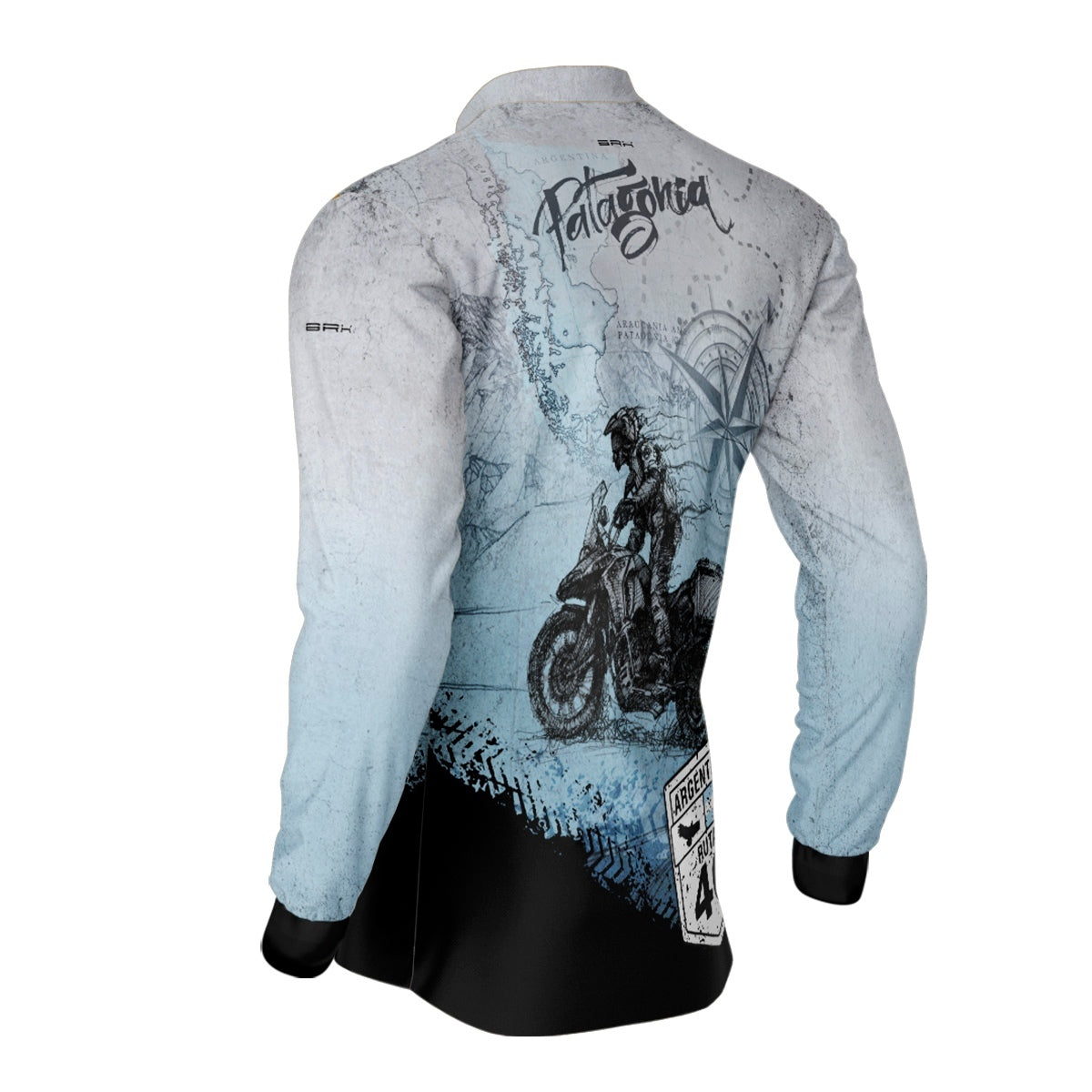 Camisa de Motociclismo Brk Patagônia Azul e Cinza com Proteção Solar UV50+