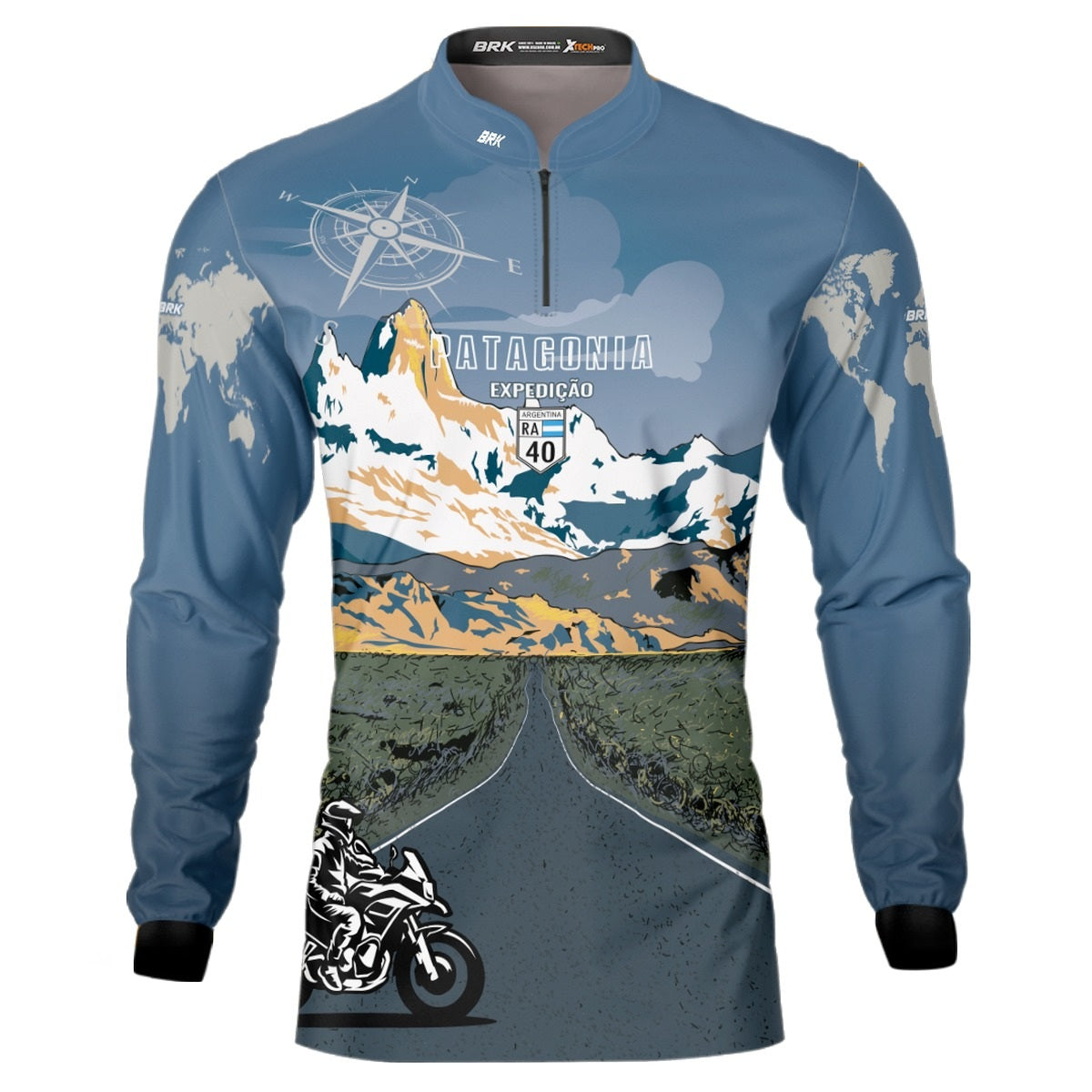 Camisa de Motociclismo Brk Expedição Argentina Patagônia com Proteção Solar UV50+