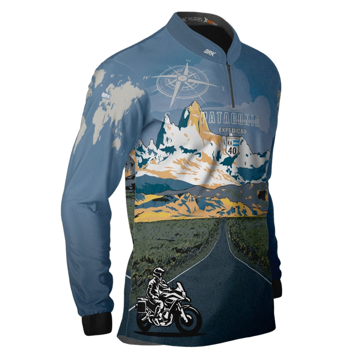 Camisa de Motociclismo Brk Expedição Argentina Patagônia com Proteção Solar UV50+