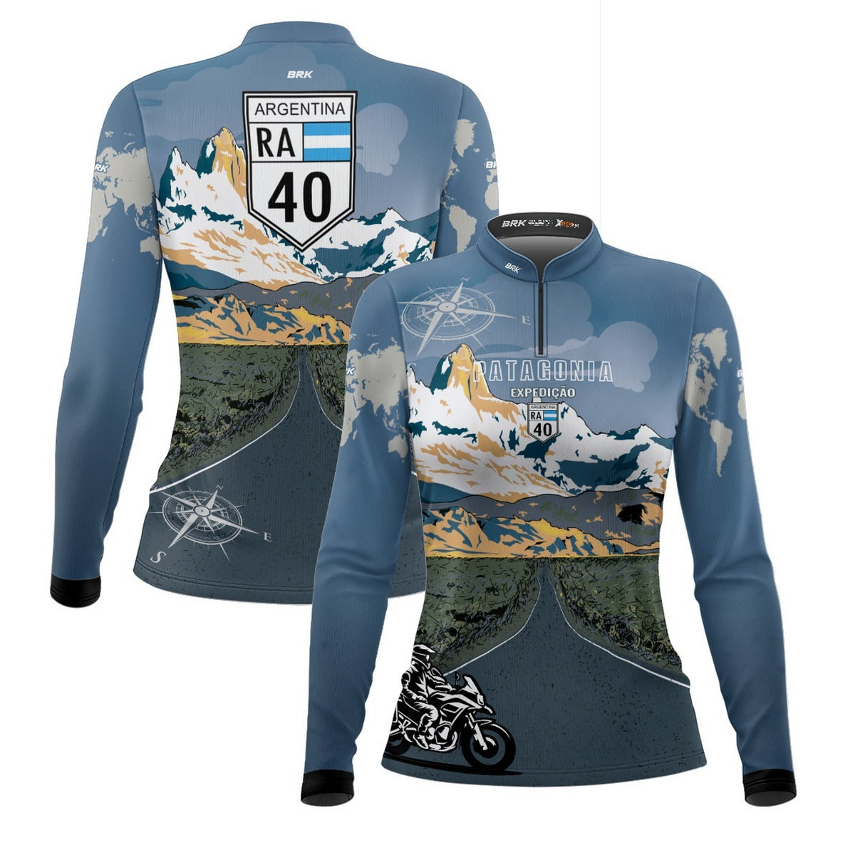 Camisa de Motociclismo Feminina Brk Expedição Argentina Patagônia com Proteção Solar UV50+
