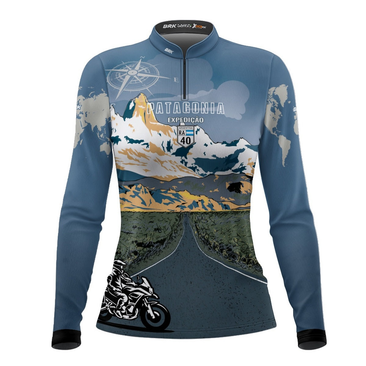 Camisa de Motociclismo Feminina Brk Expedição Argentina Patagônia com Proteção Solar UV50+