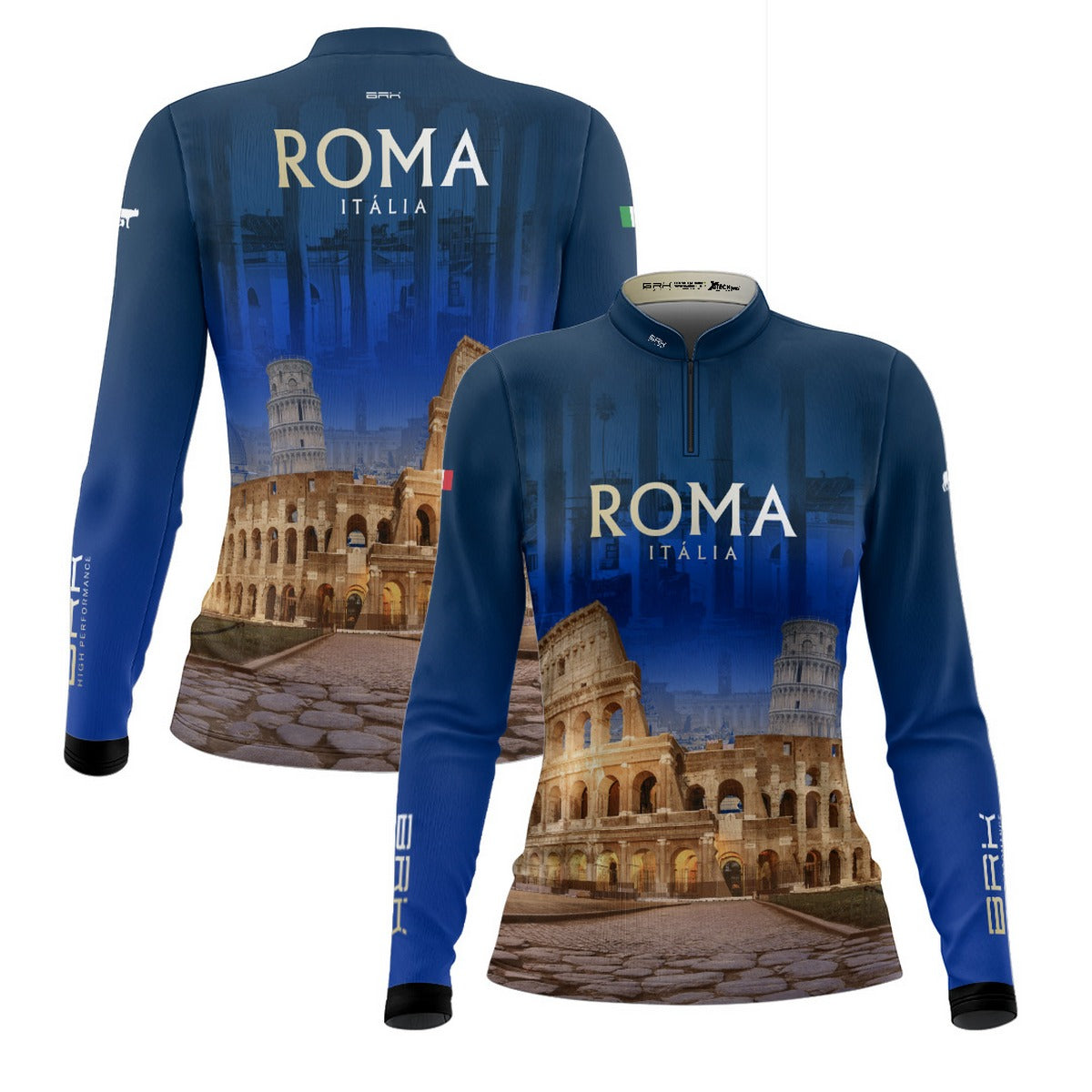 Camisa de Motociclismo Feminina Brk Expedição Roma Itália com Proteção Solar UV50+