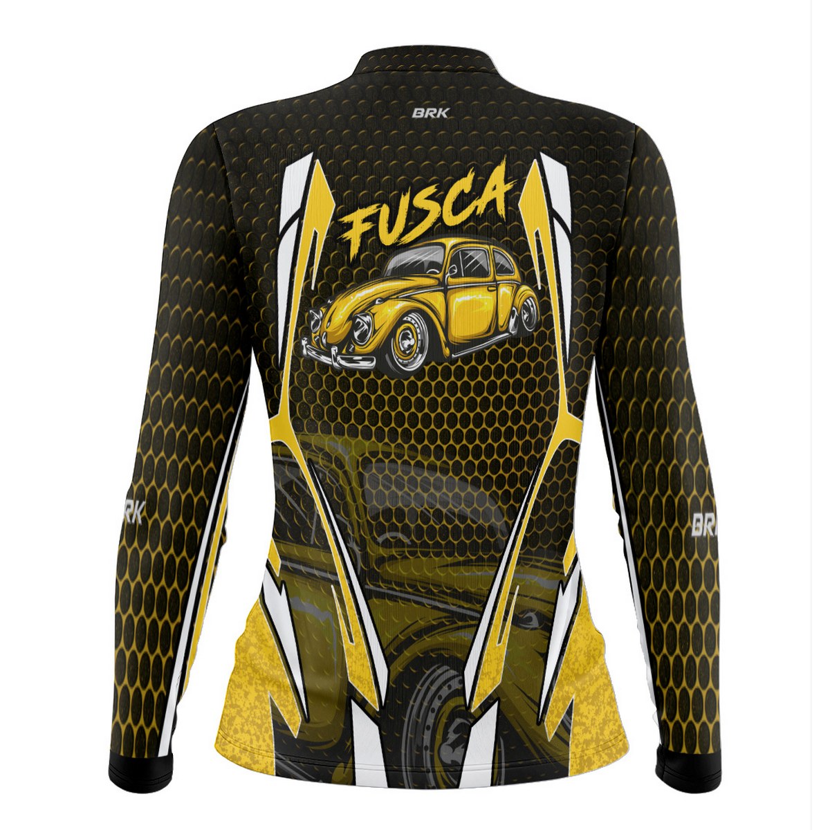 Camisa de Carros Antigos Feminina Brk Fusca Amarelo com Proteção Solar UV50+