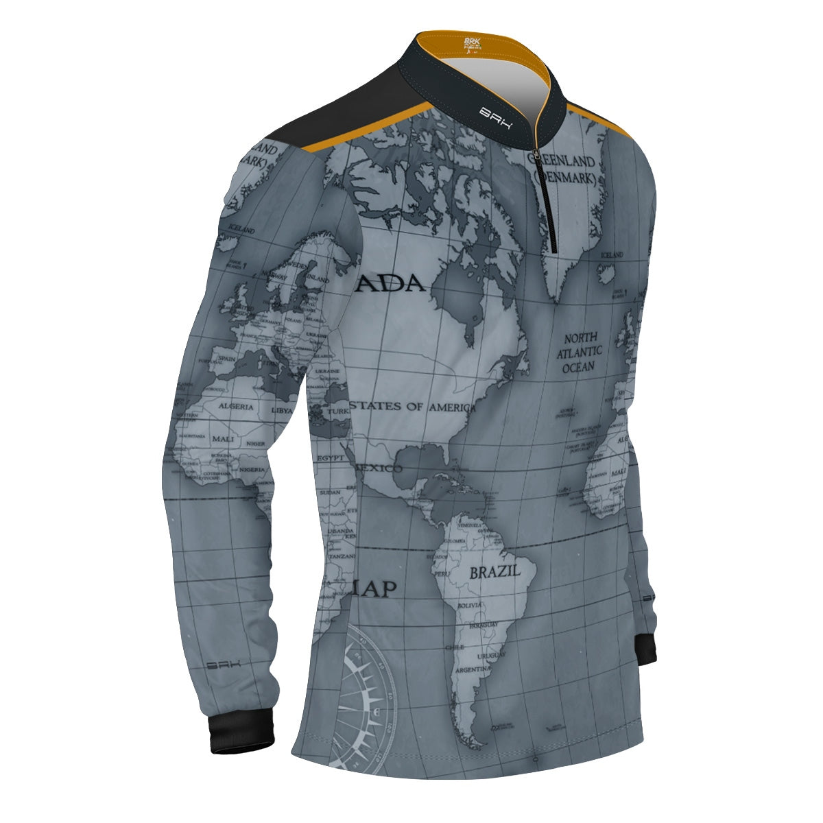 Camisa de Motociclismo Brk Mapa Mundi com Proteção UV50+