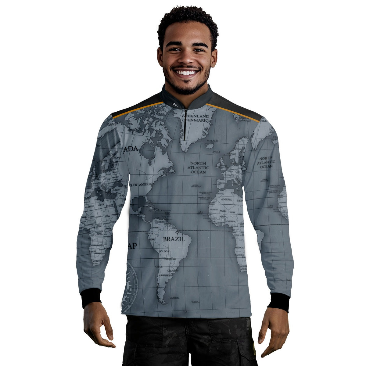 Camisa de Motociclismo Brk Mapa Mundi com Proteção UV50+
