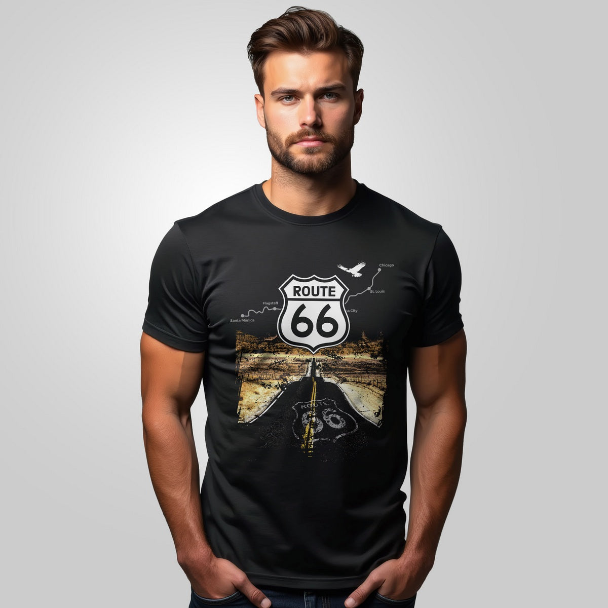 Camiseta Expedição Route 66 Liberdade da Estrada com Algodão Premium Brk