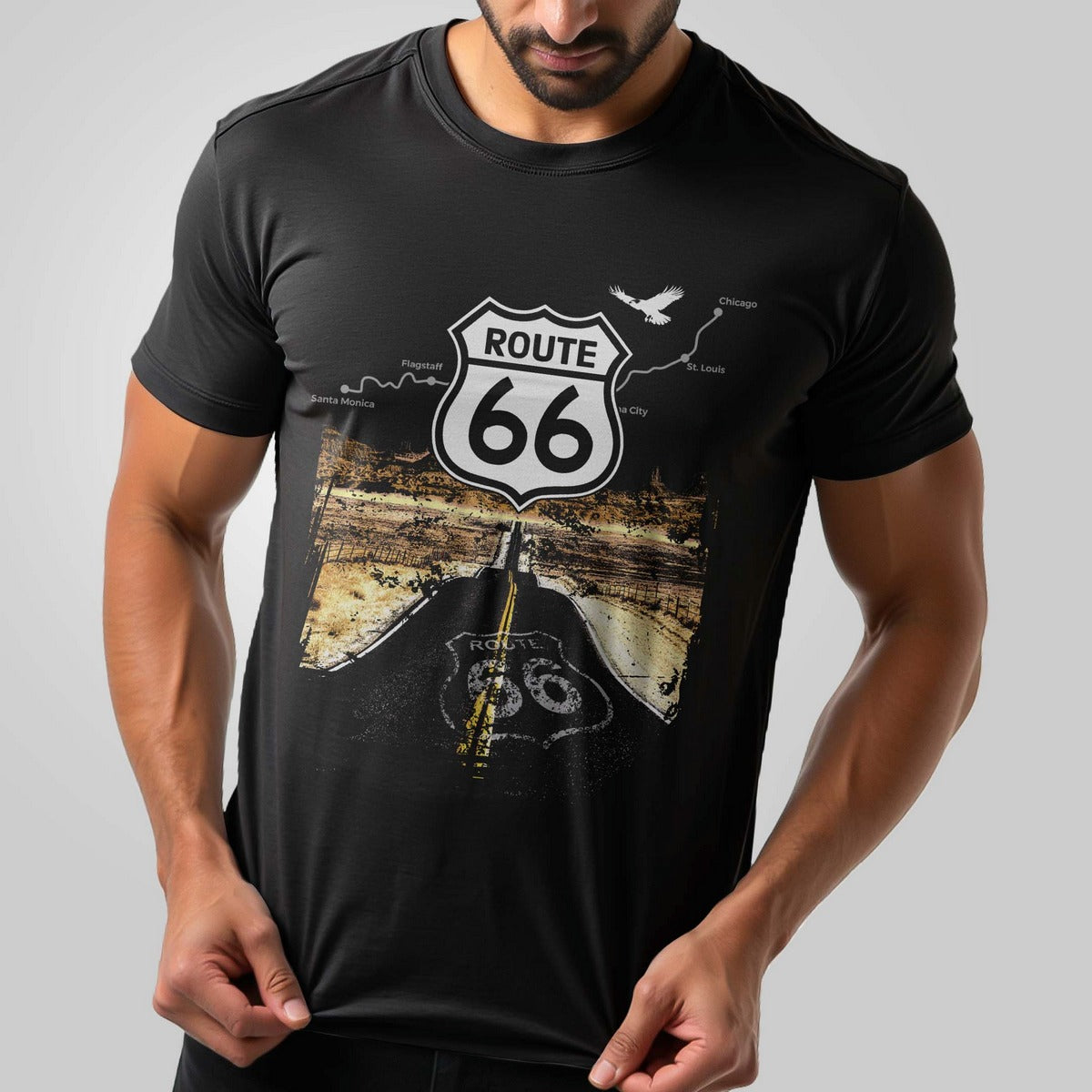 Camiseta Expedição Route 66 Liberdade da Estrada com Algodão Premium Brk