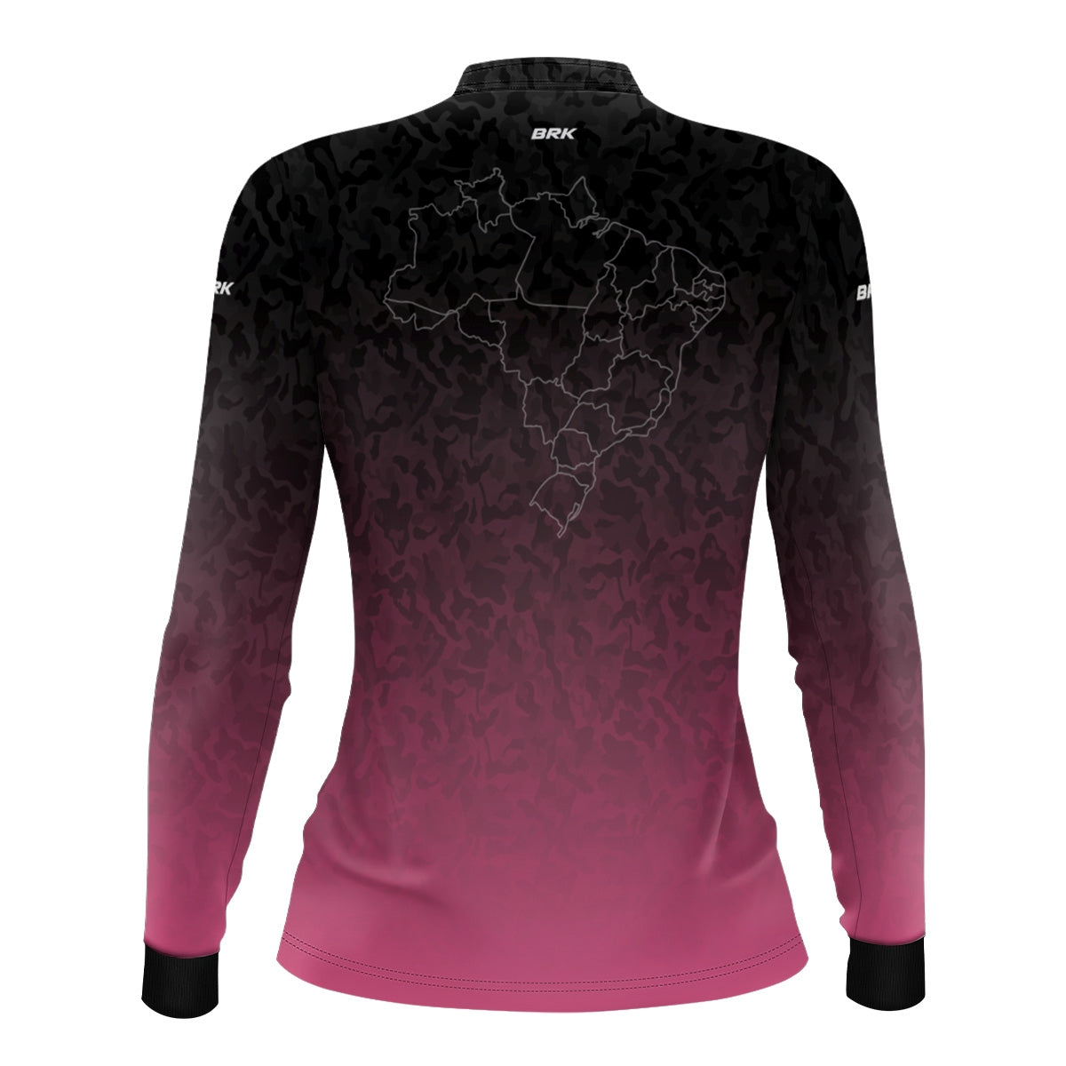 Camisa Feminina Agro Brk Camuflado Preto e Rosa Bandeira do Brasil com Proteção Solar UV50+