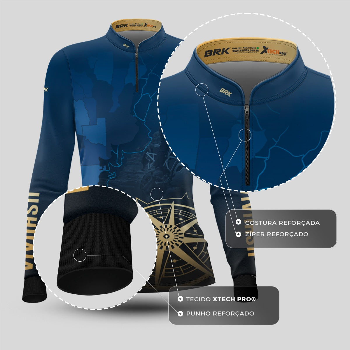 Camisa Feminina Brk Ushuaia Azul com Proteção Solar UV50+