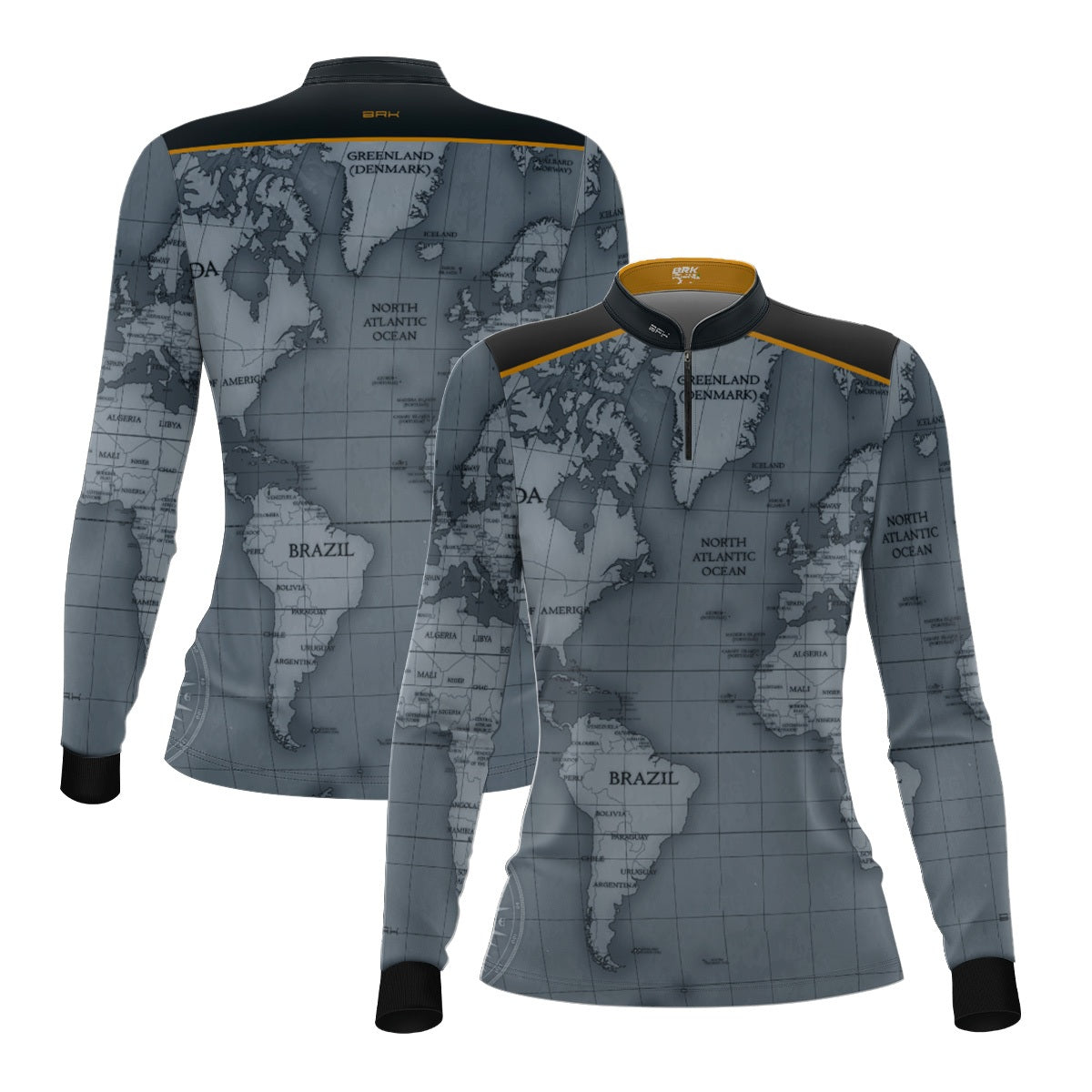 Camisa de Motociclismo Feminina Brk Mapa Mundi com Proteção UV50+