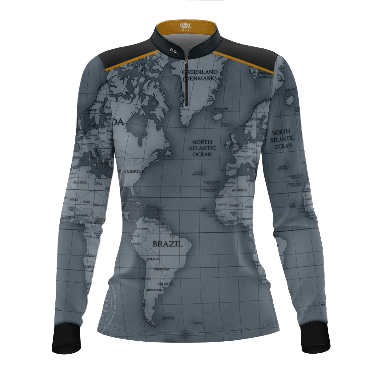 Camisa de Motociclismo Feminina Brk Mapa Mundi com Proteção UV50+