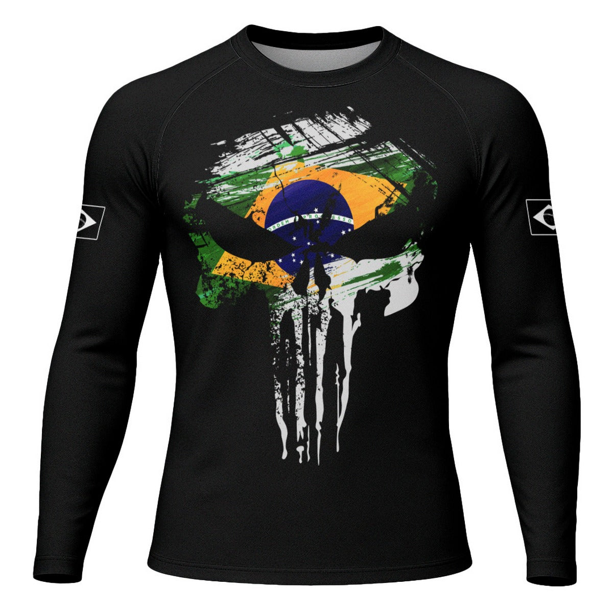 Camisa Caveira Brk Militar Distressed Brasil com UV50+