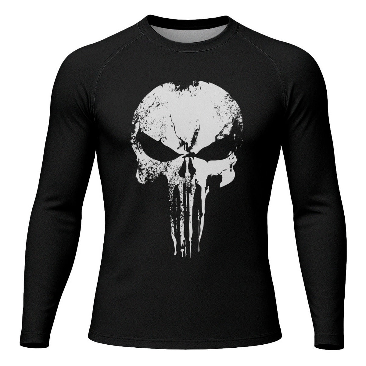 Camisa Caveira Raglan Brk Militar Preto e Branco com UV50+
