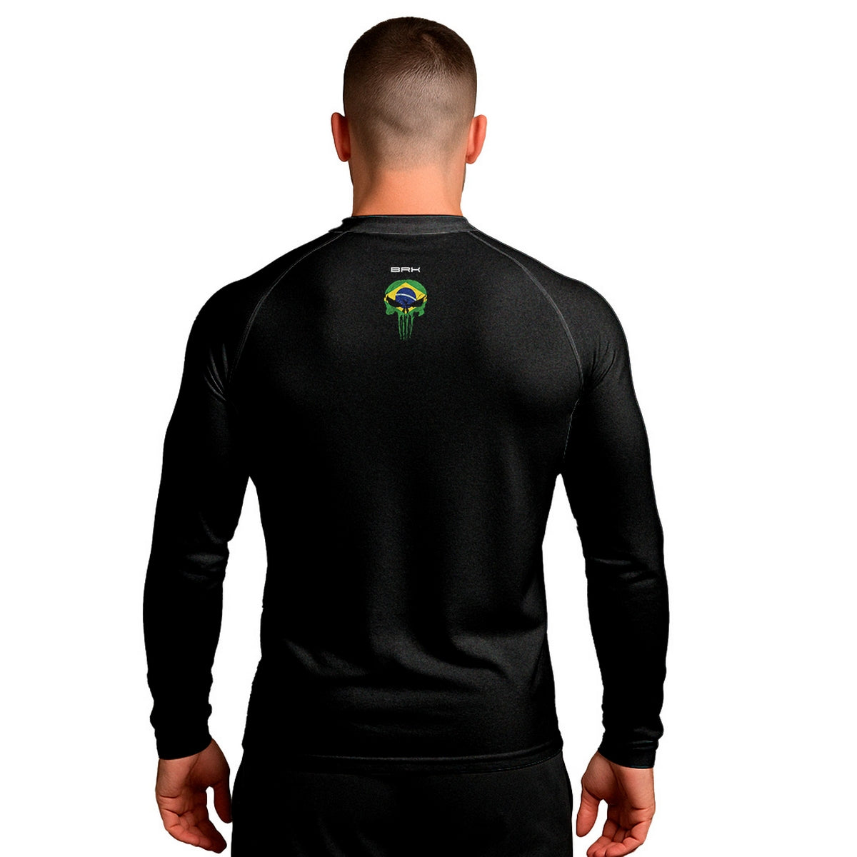 Camisa Caveira Raglan Brk Militar Bandeira do Brasil com UV50+