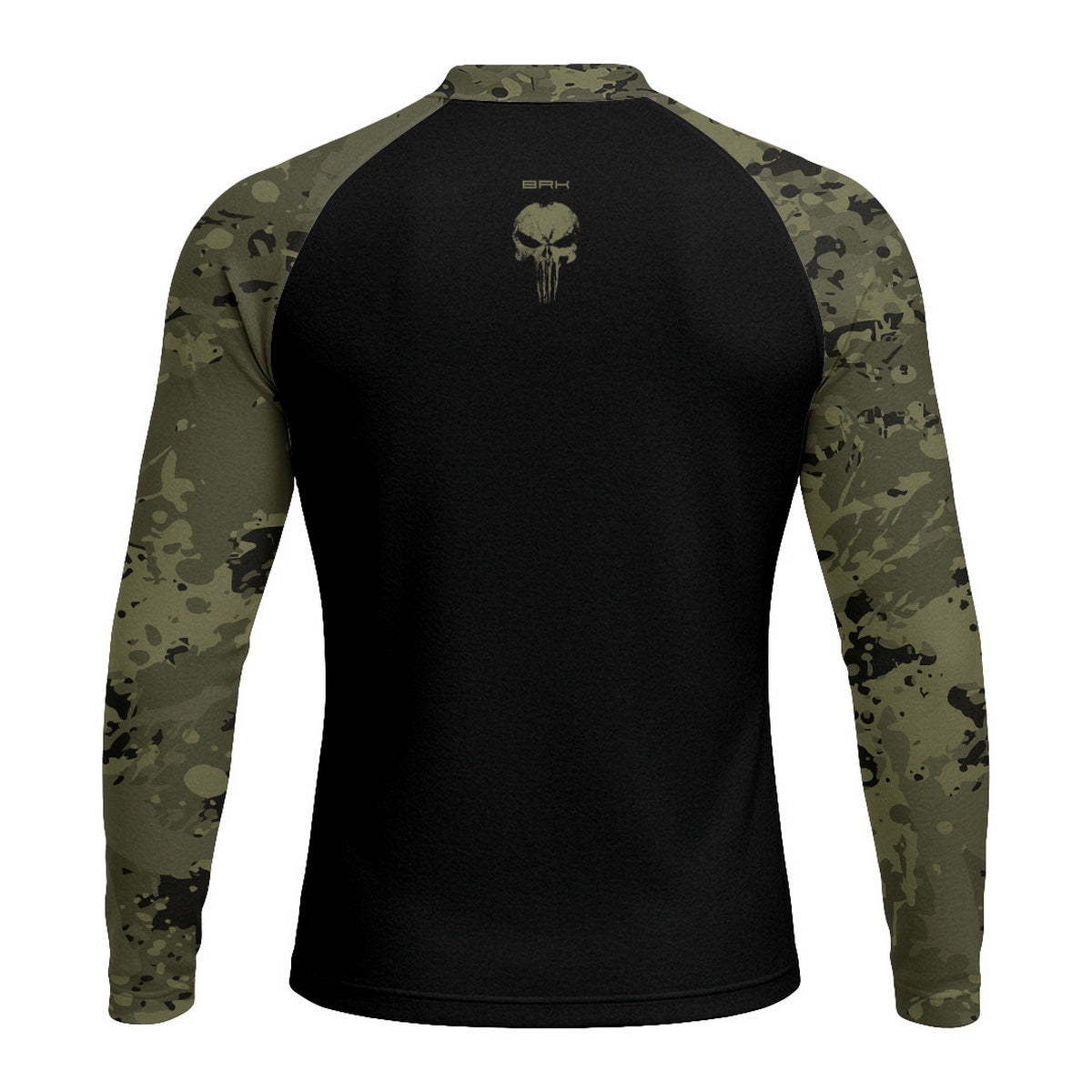 Camisa Caveira Raglan Brk Militar Camuflado Verde com Proteção UV50+