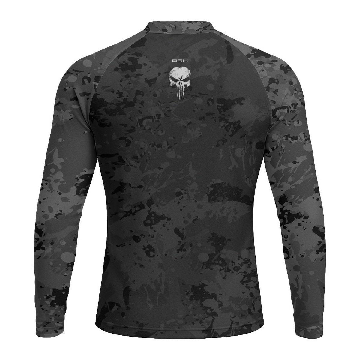 Camisa Caveira Raglan Brk Militar Camuflado Cinza com Proteção UV50+