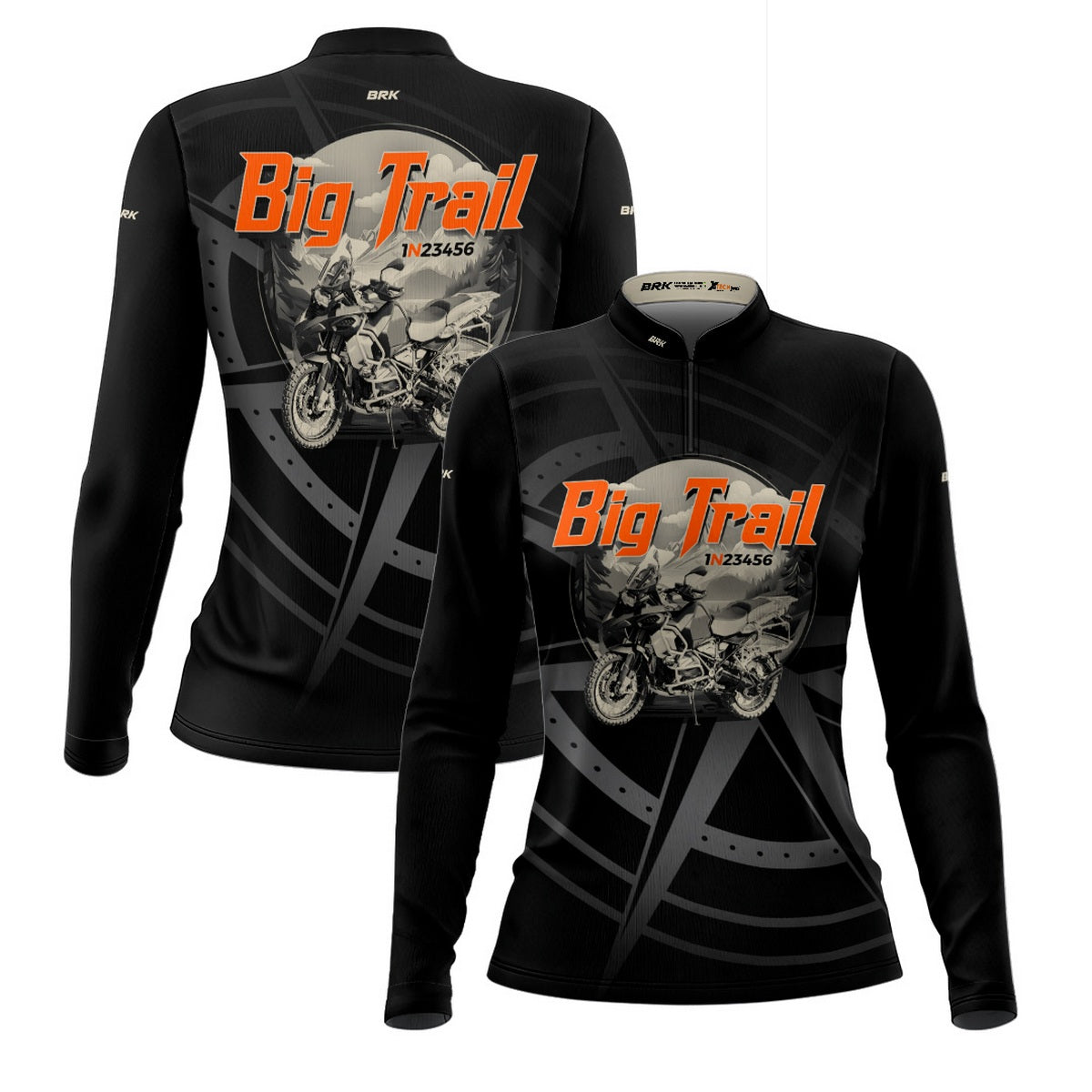 Camisa de Motociclismo Feminina Brk Big Trail Preta com Proteção UV50+