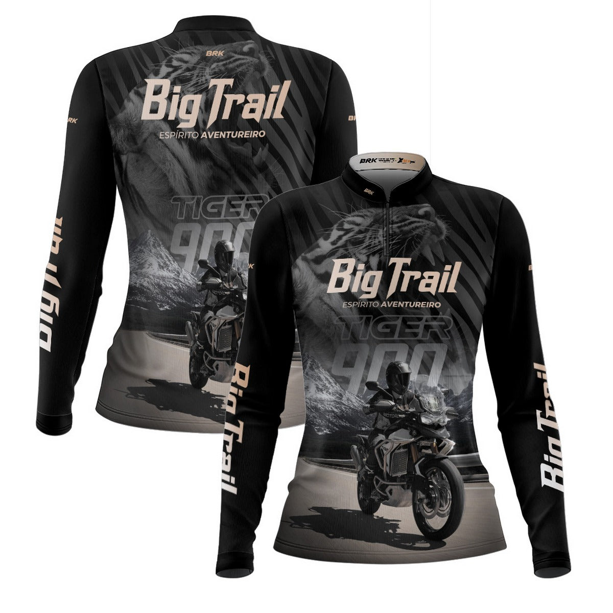 Camisa de Motociclismo Feminina Brk Tiger 900 Rally Pro Preta com Proteção UV50+