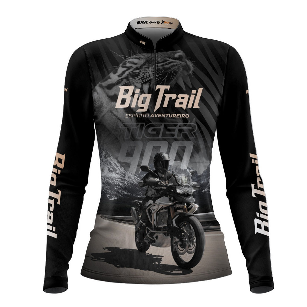 Camisa de Motociclismo Feminina Brk Tiger 900 Rally Pro Preta com Proteção UV50+