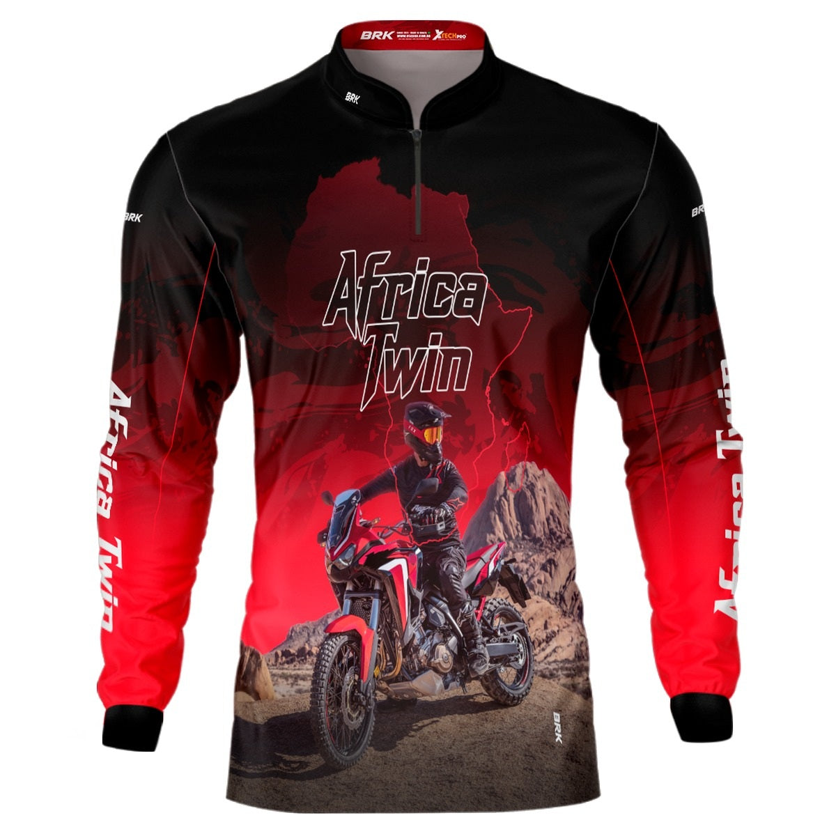 Camisa de Motociclismo Brk Africa Twin Vermelha com Proteção UV50+