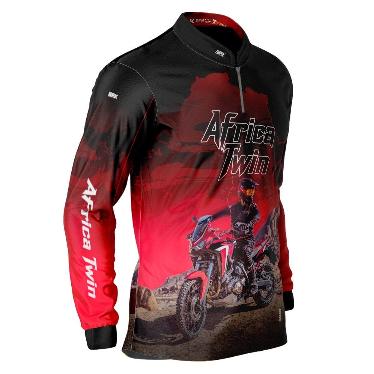 Camisa de Motociclismo Brk Africa Twin Vermelha com Proteção UV50+