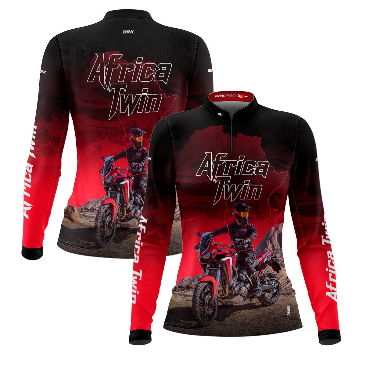 Camisa de Motociclismo Feminina Brk Africa Twin Vermelha com Proteção UV50+