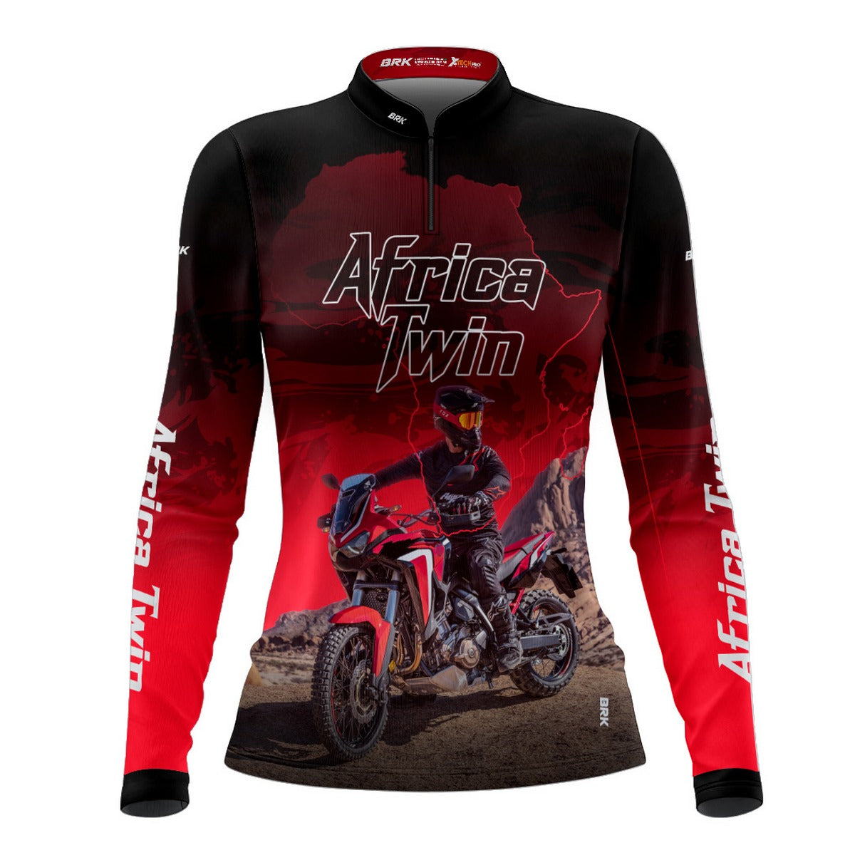 Camisa de Motociclismo Feminina Brk Africa Twin Vermelha com Proteção UV50+