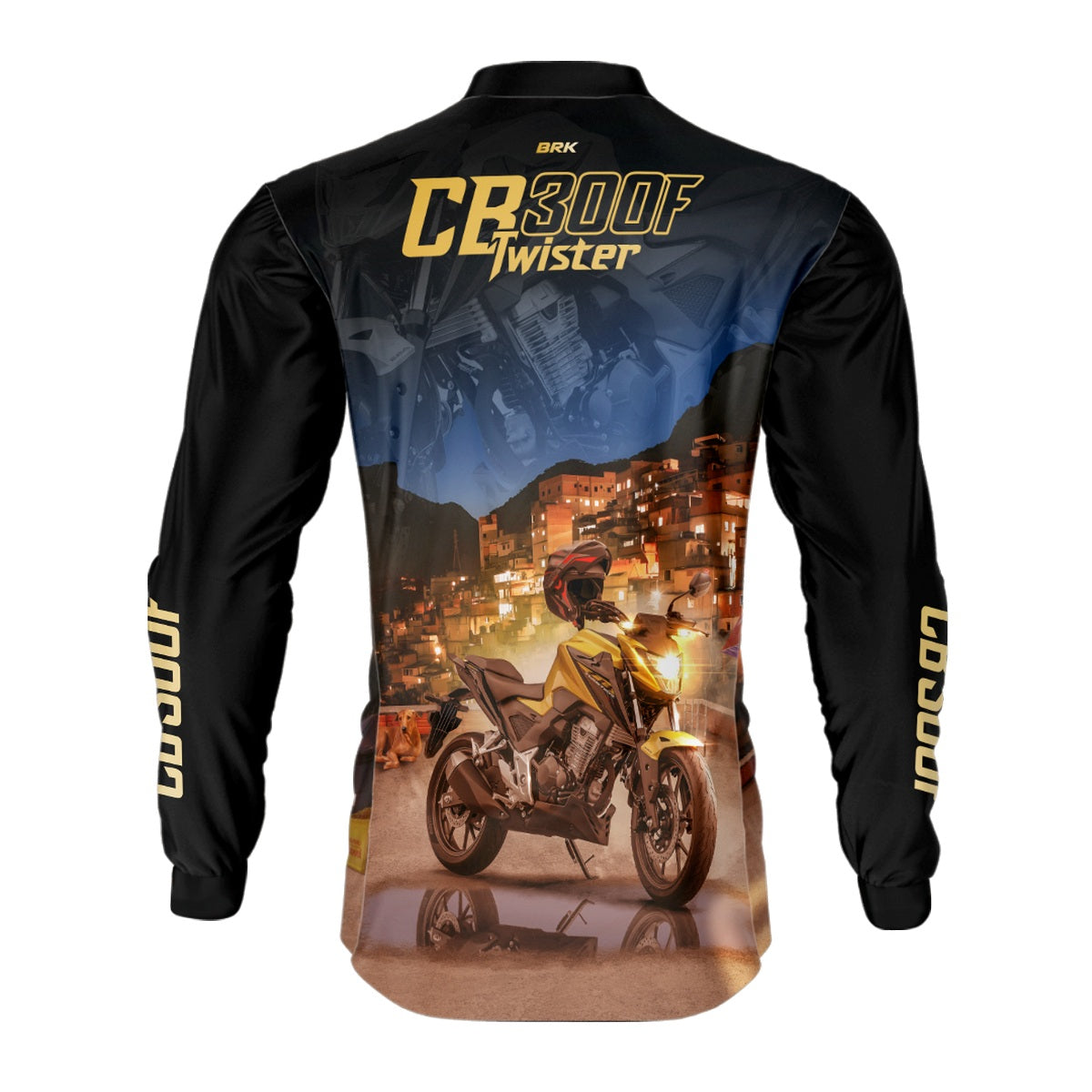 Camisa de Motociclismo Brk CB300F Twister Dourada com Proteção UV50+