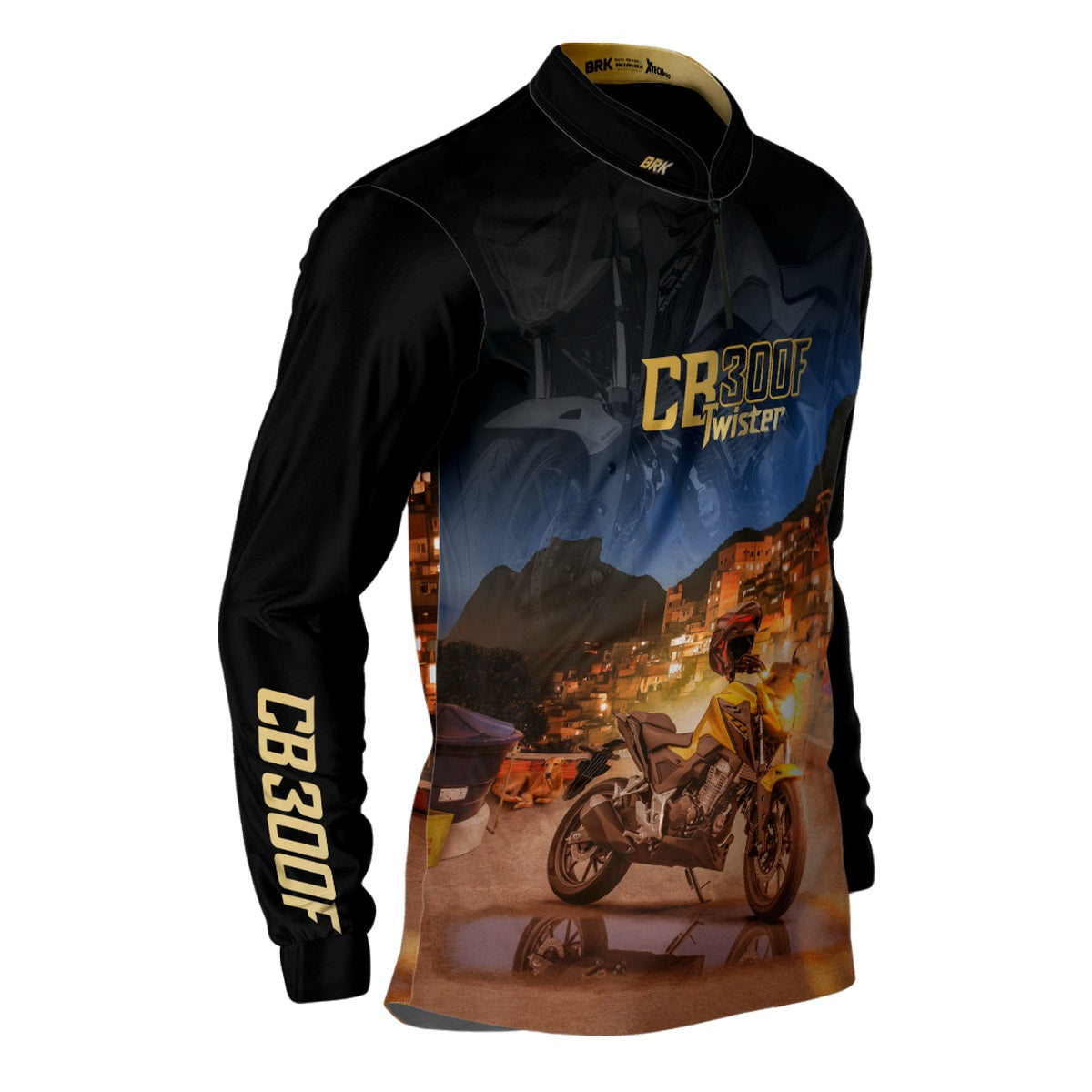 Camisa de Motociclismo Brk CB300F Twister Dourada com Proteção UV50+