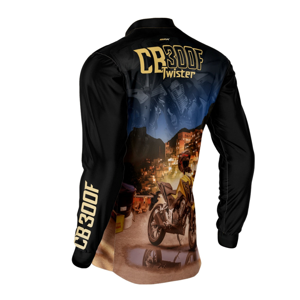 Camisa de Motociclismo Brk CB300F Twister Dourada com Proteção UV50+