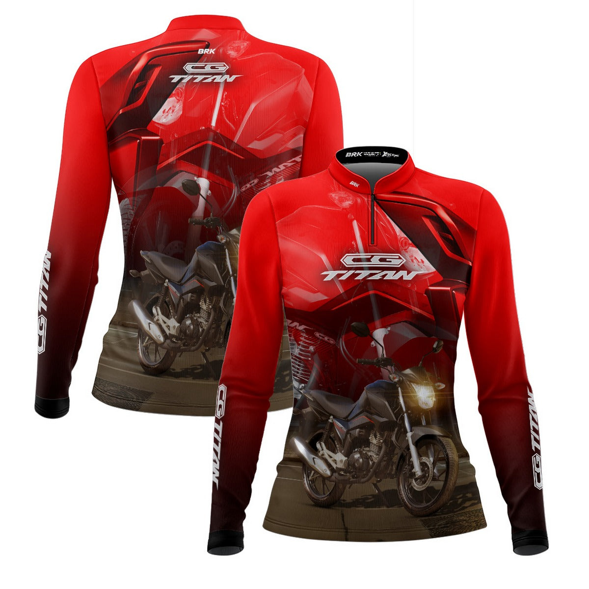 Camisa de Motociclismo Feminina Brk CB160 Titan Preta com Proteção UV50+