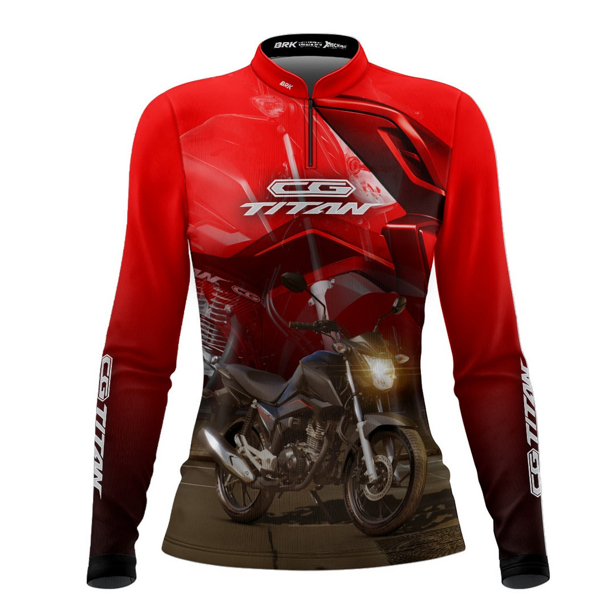 Camisa de Motociclismo Feminina Brk CB160 Titan Preta com Proteção UV50+