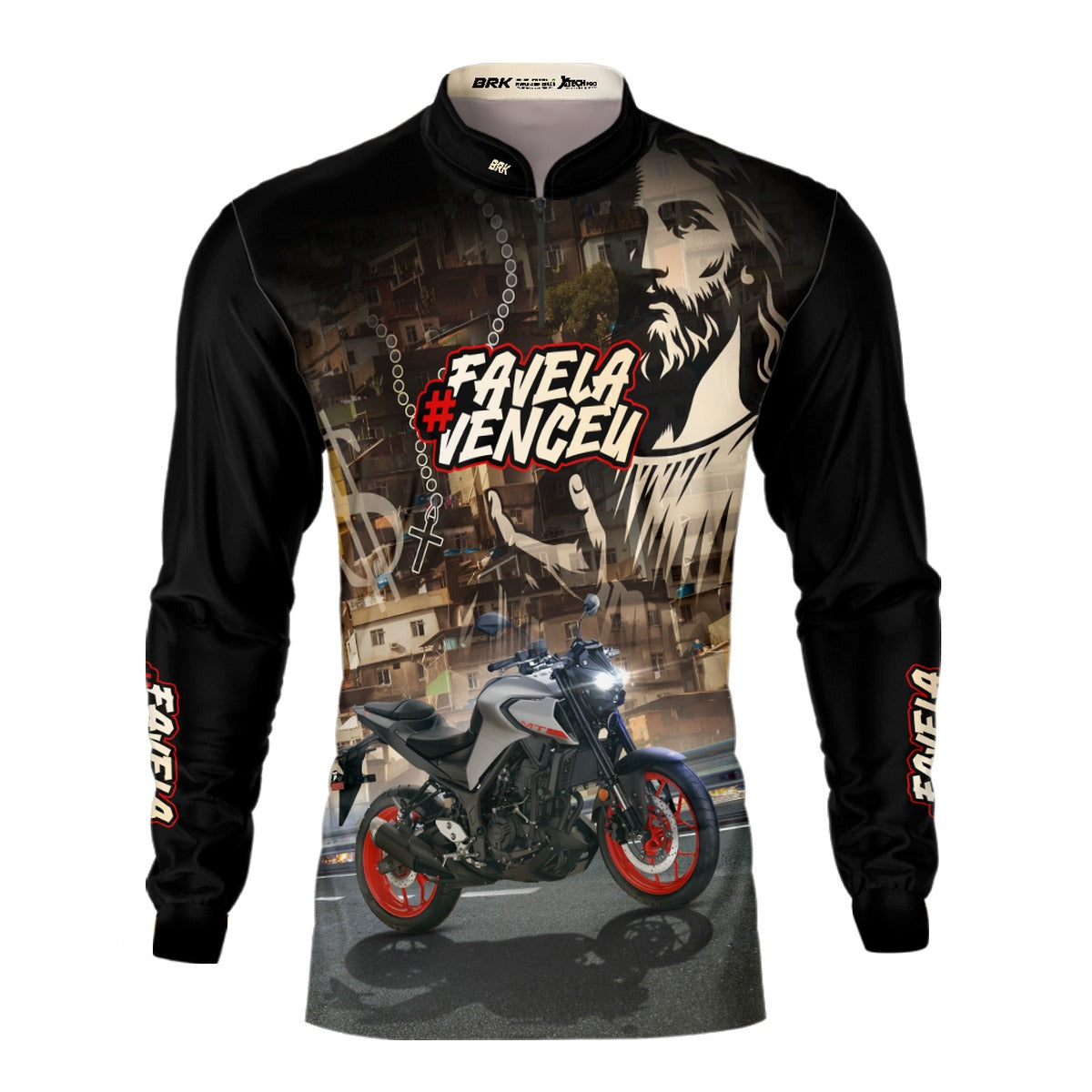 Camisa de Motociclismo Brk Favela Venceu MT03 com Proteção UV50+