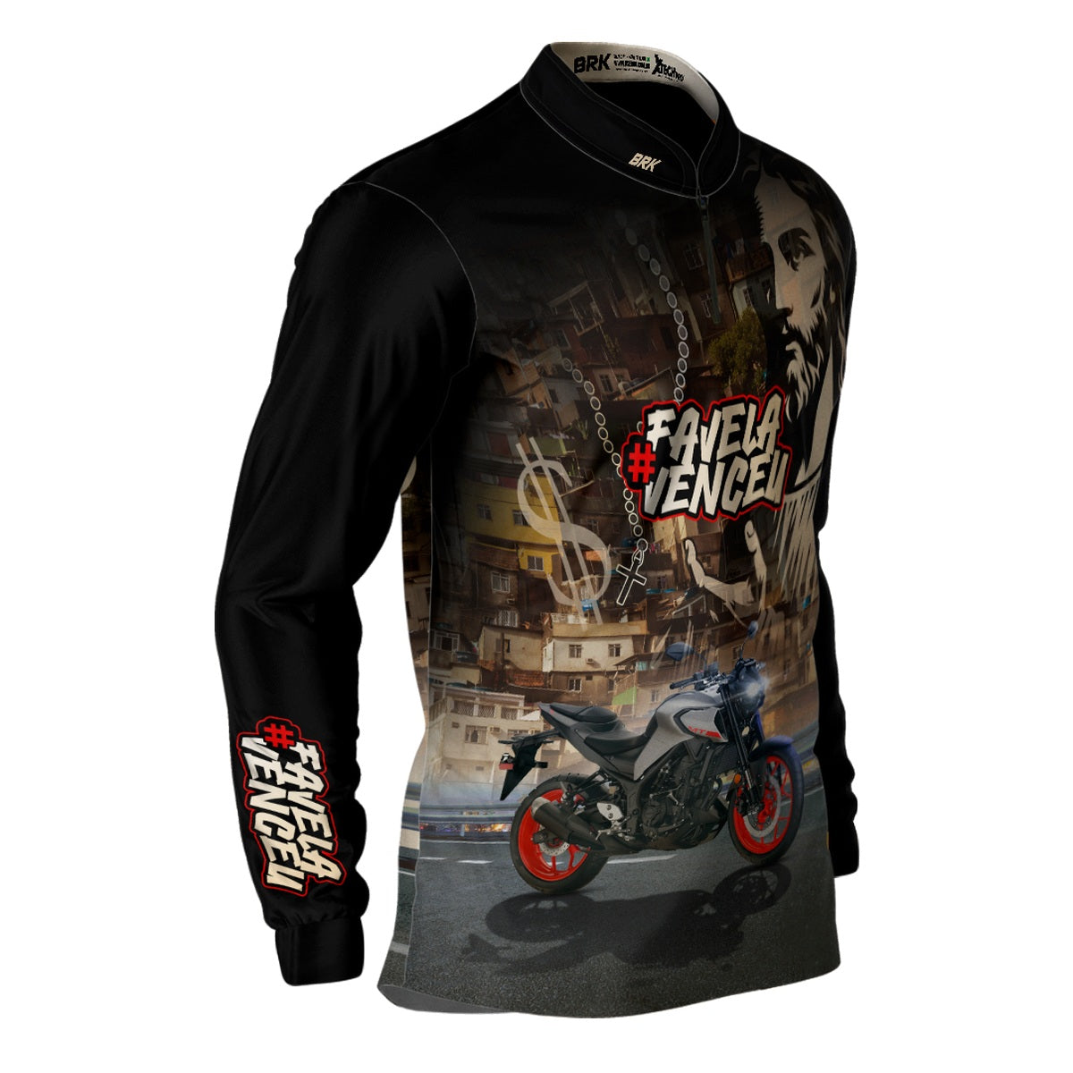 Camisa de Motociclismo Brk Favela Venceu MT03 com Proteção UV50+