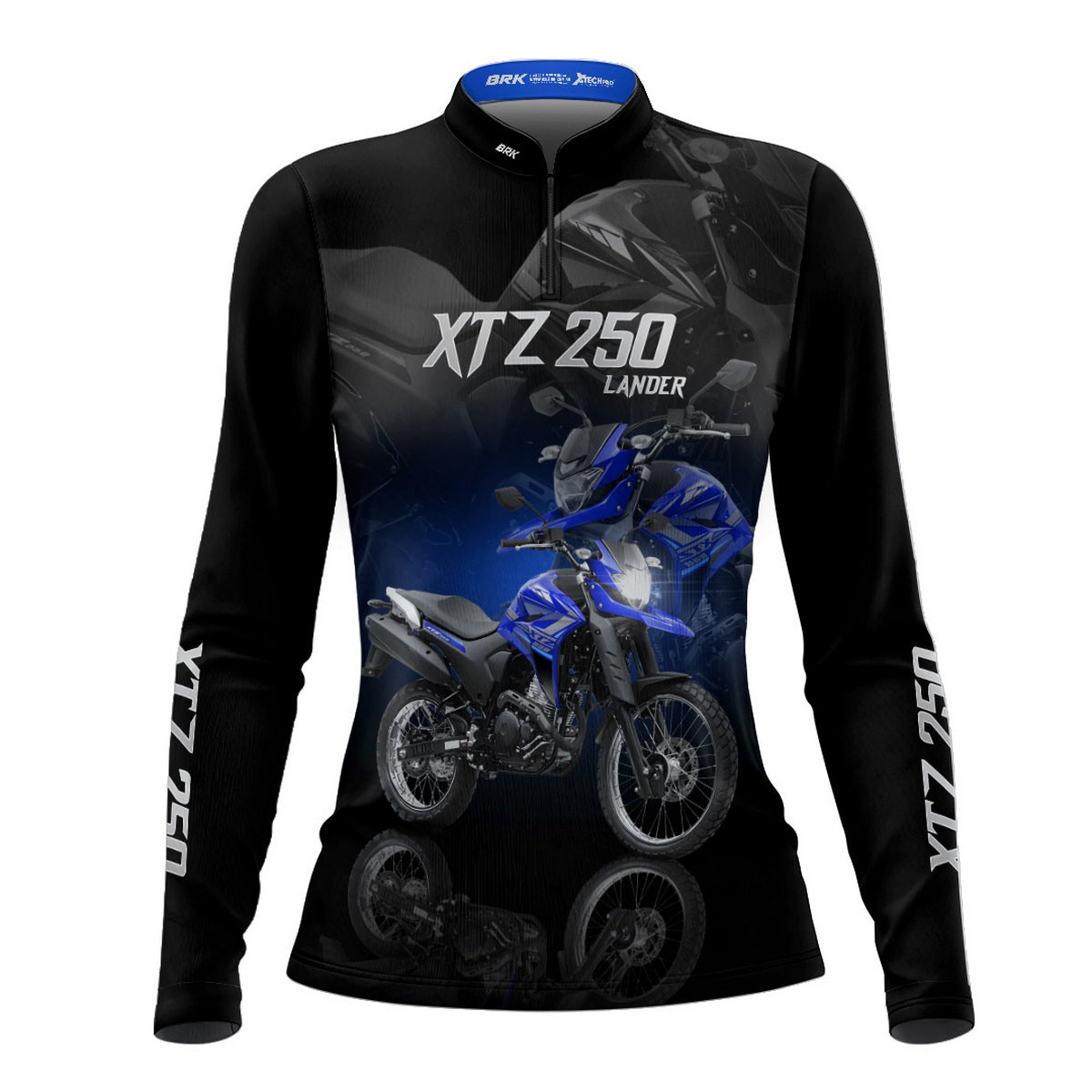 Camisa de Motociclismo Feminina Brk XTZ 250 Azul com Proteção UV50+