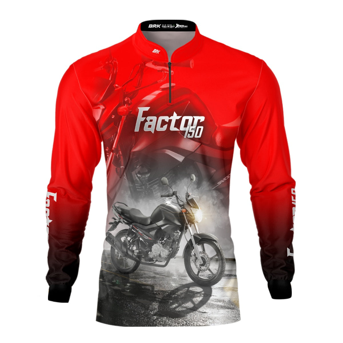 Camisa de Motociclismo Brk Factor 150 Vermelha Proteção UV50+