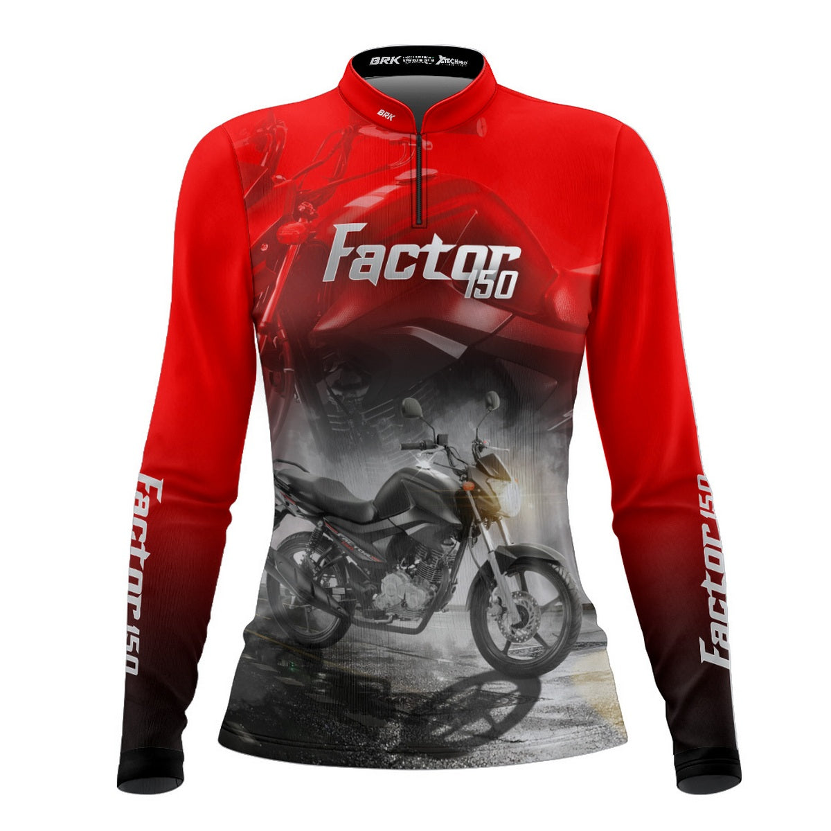 Camisa de Motociclismo Feminina Brk Factor 150 Vermelha Proteção UV50+