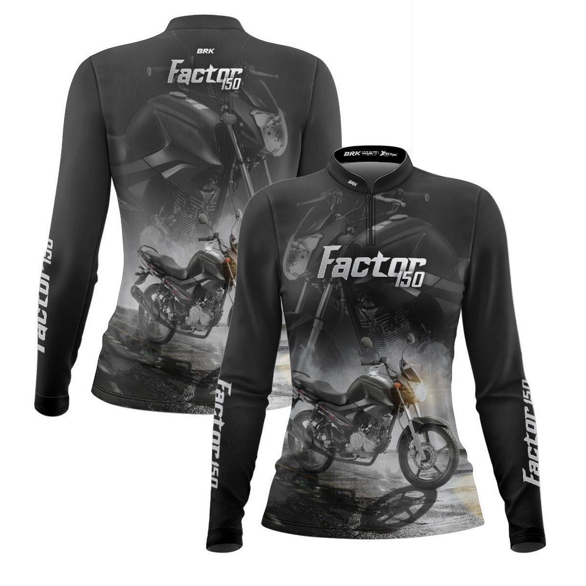 Camisa de Motociclismo Feminina Brk Factor 150 Preta com Proteção UV50+