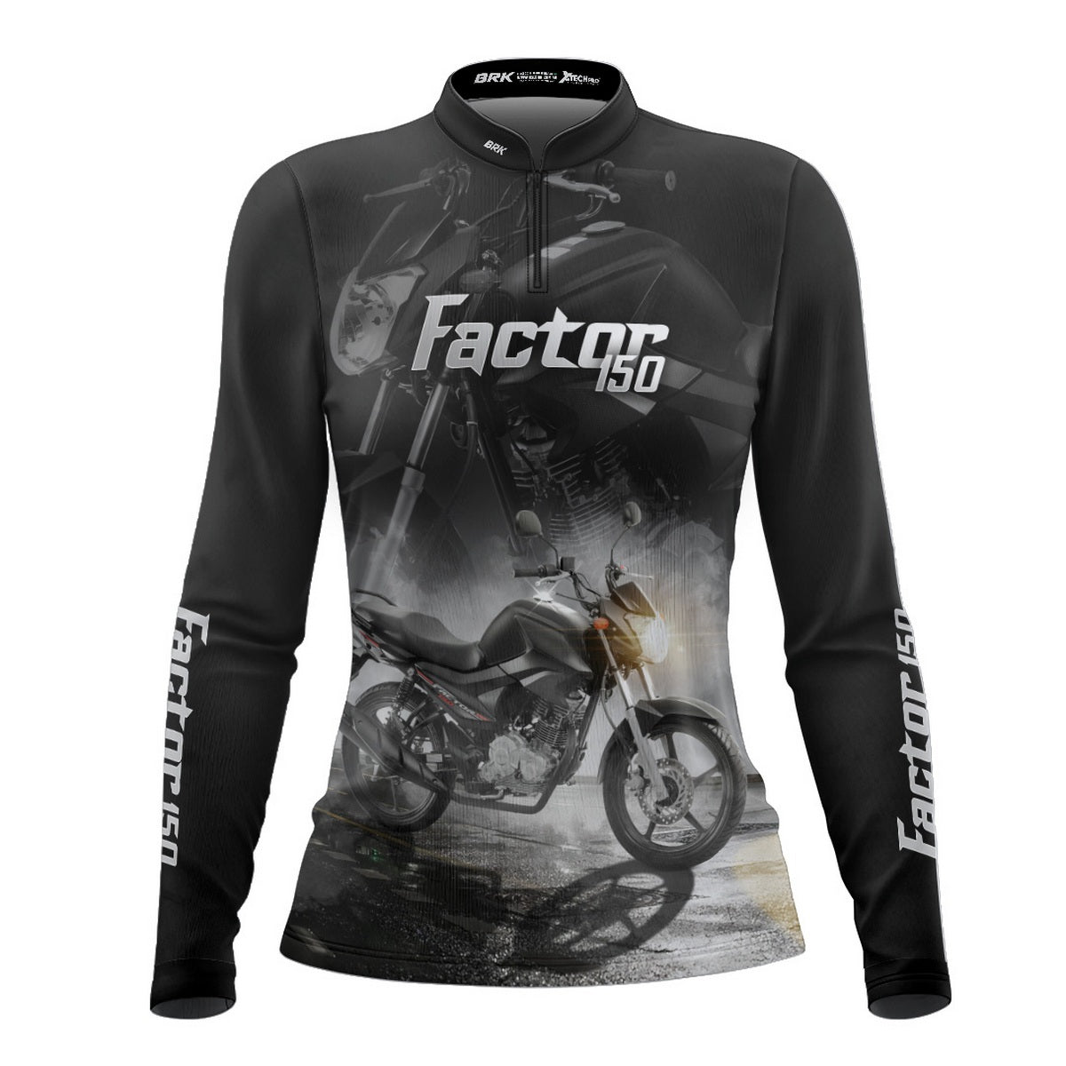 Camisa de Motociclismo Feminina Brk Factor 150 Preta com Proteção UV50+
