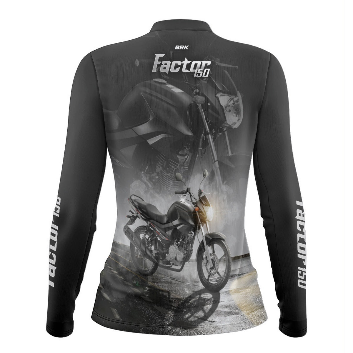 Camisa de Motociclismo Feminina Brk Factor 150 Preta com Proteção UV50+